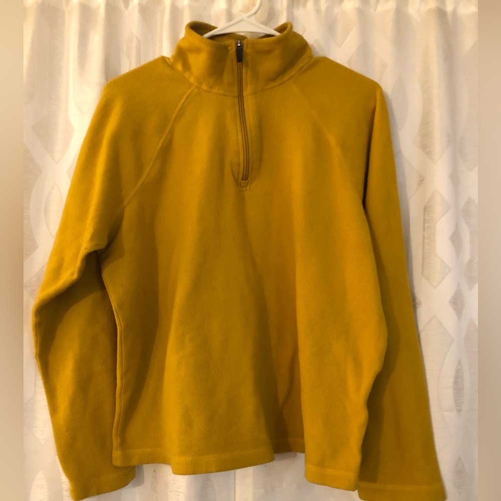 Lands End Yellow Fleece Quarter Zip Pullover Size Large
